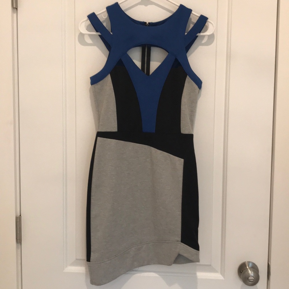 Colorblock Cutout Knit Mini Dress Small